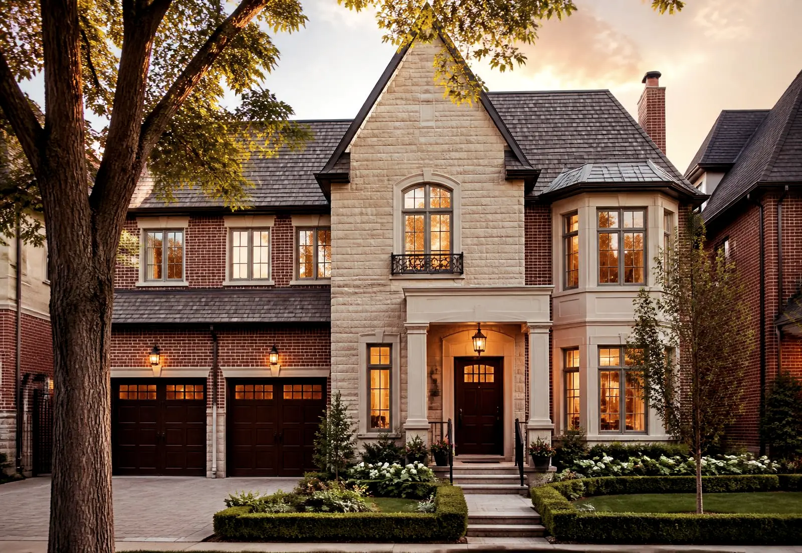 Elegant detached Toronto home at golden hour