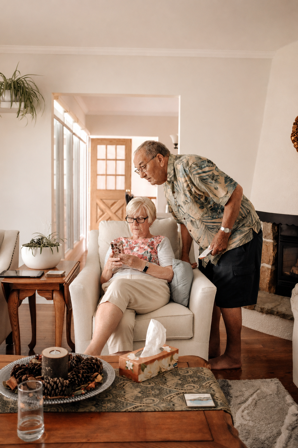 Homeowner relaxing in the living room of their home